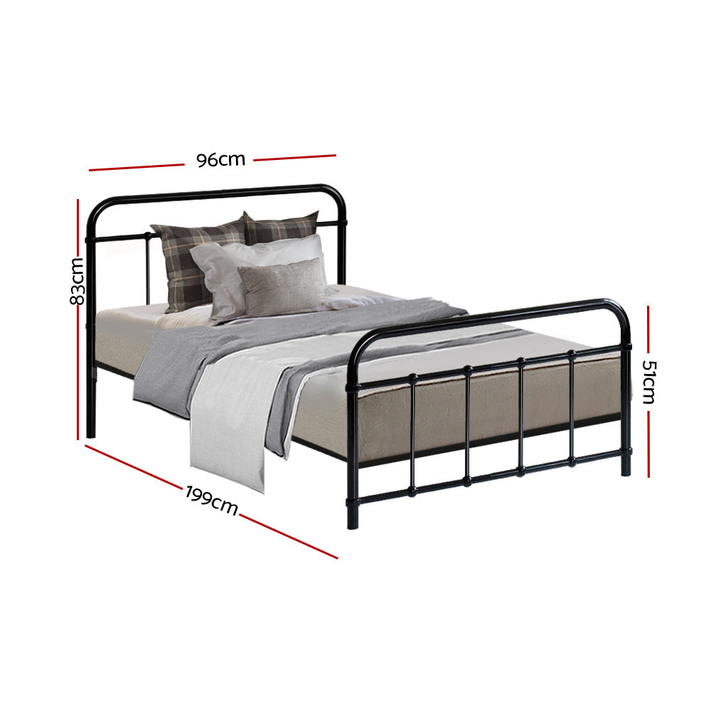 Single Size Bed Frame Metal - Black