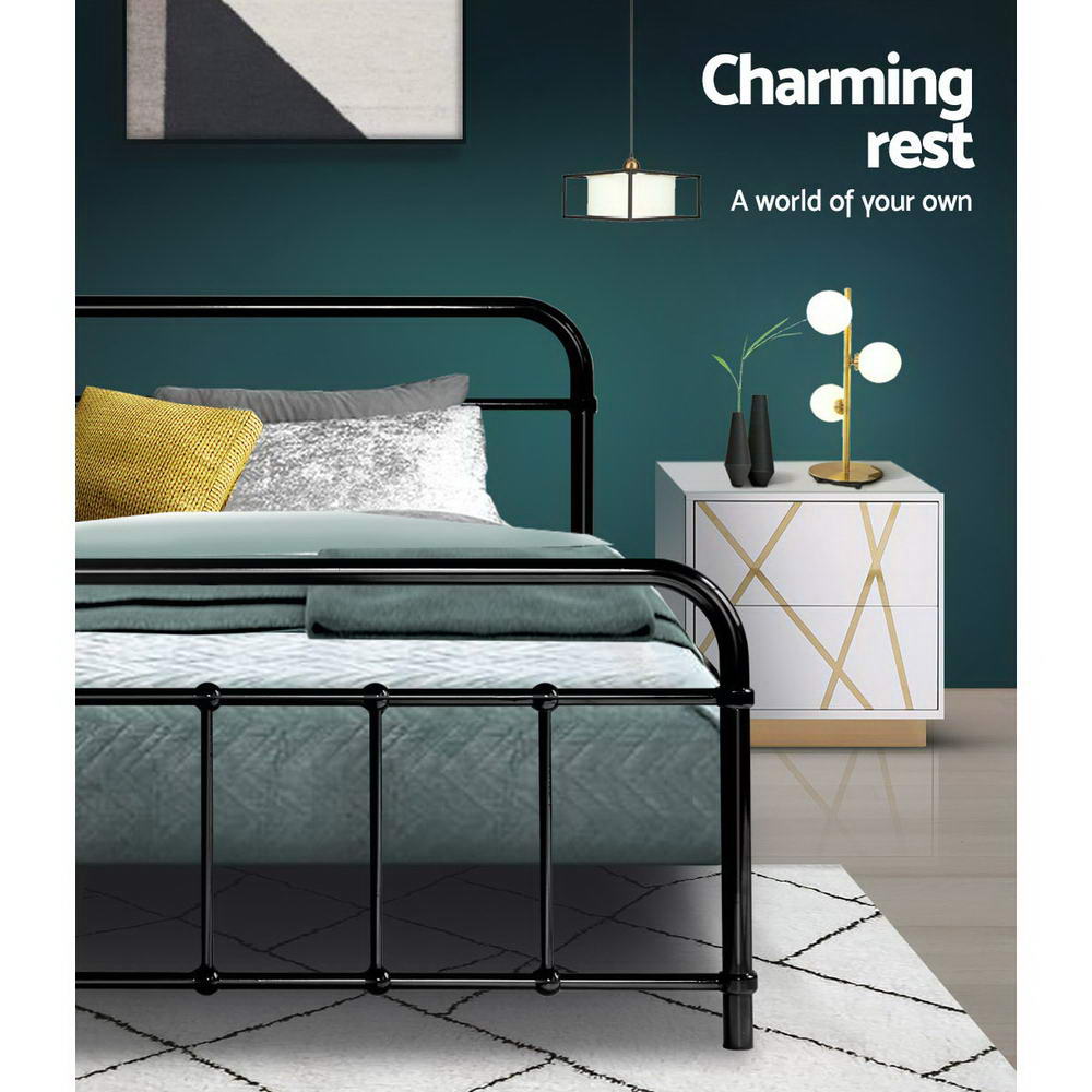 Single Size Bed Frame Metal - Black