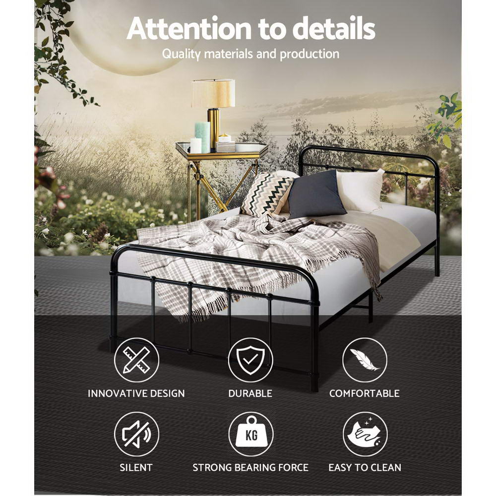 Single Size Bed Frame Metal - Black