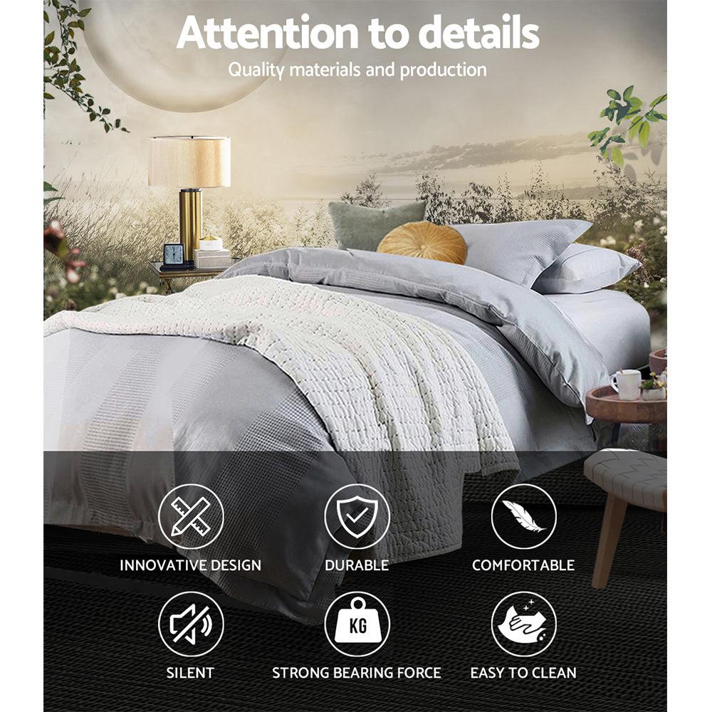 King Single Size Bed Frame Metal With Wooden Base  - Black