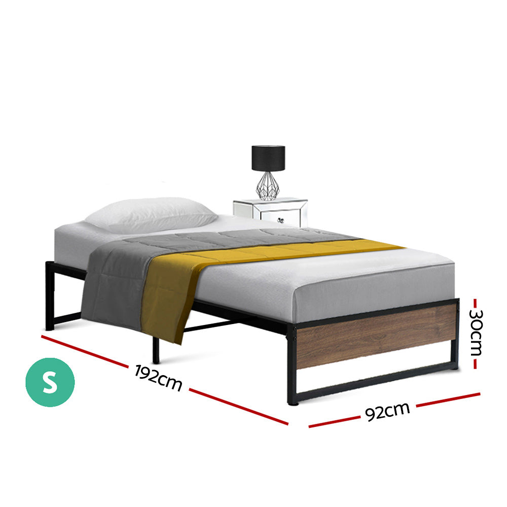 Single Size Bed Frame Metal Black