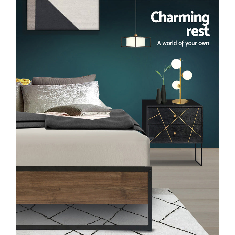 Single Size Bed Frame Metal Black