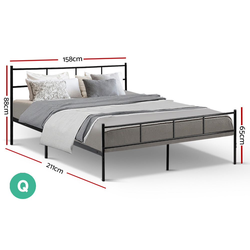 Queen Size Bed Frame Metal - Black