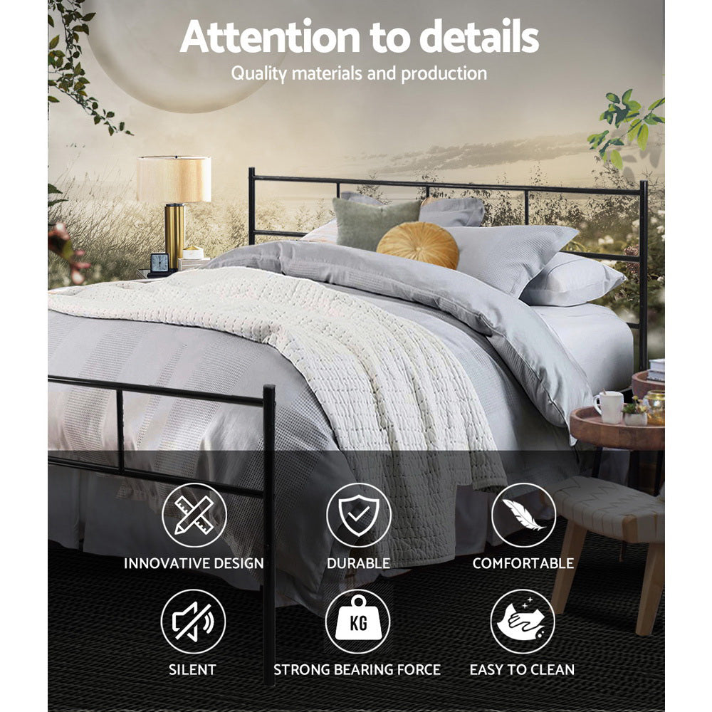 Queen Size Bed Frame Metal - Black