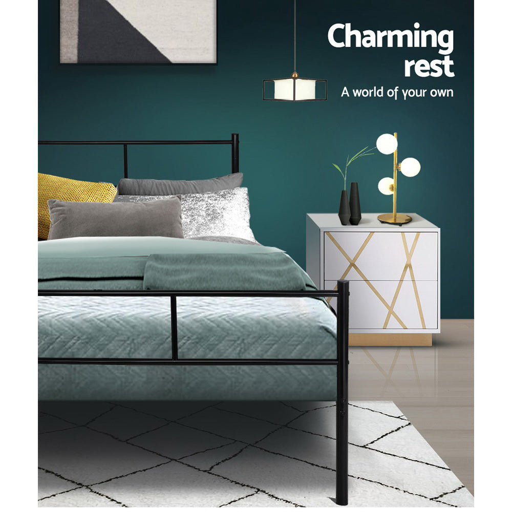 Queen Size Bed Frame Metal - Black