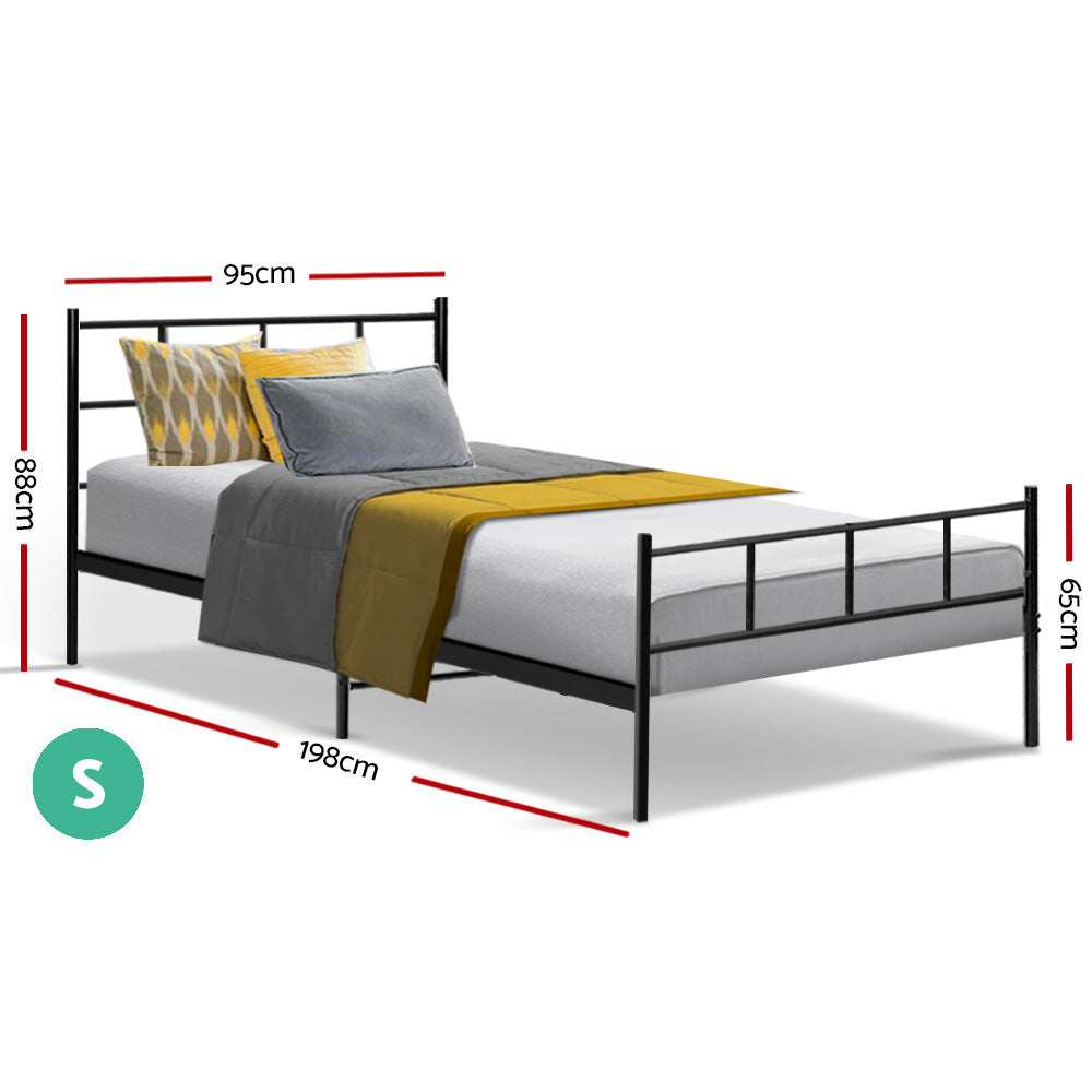 Single Size Metal Bed Frame - Black