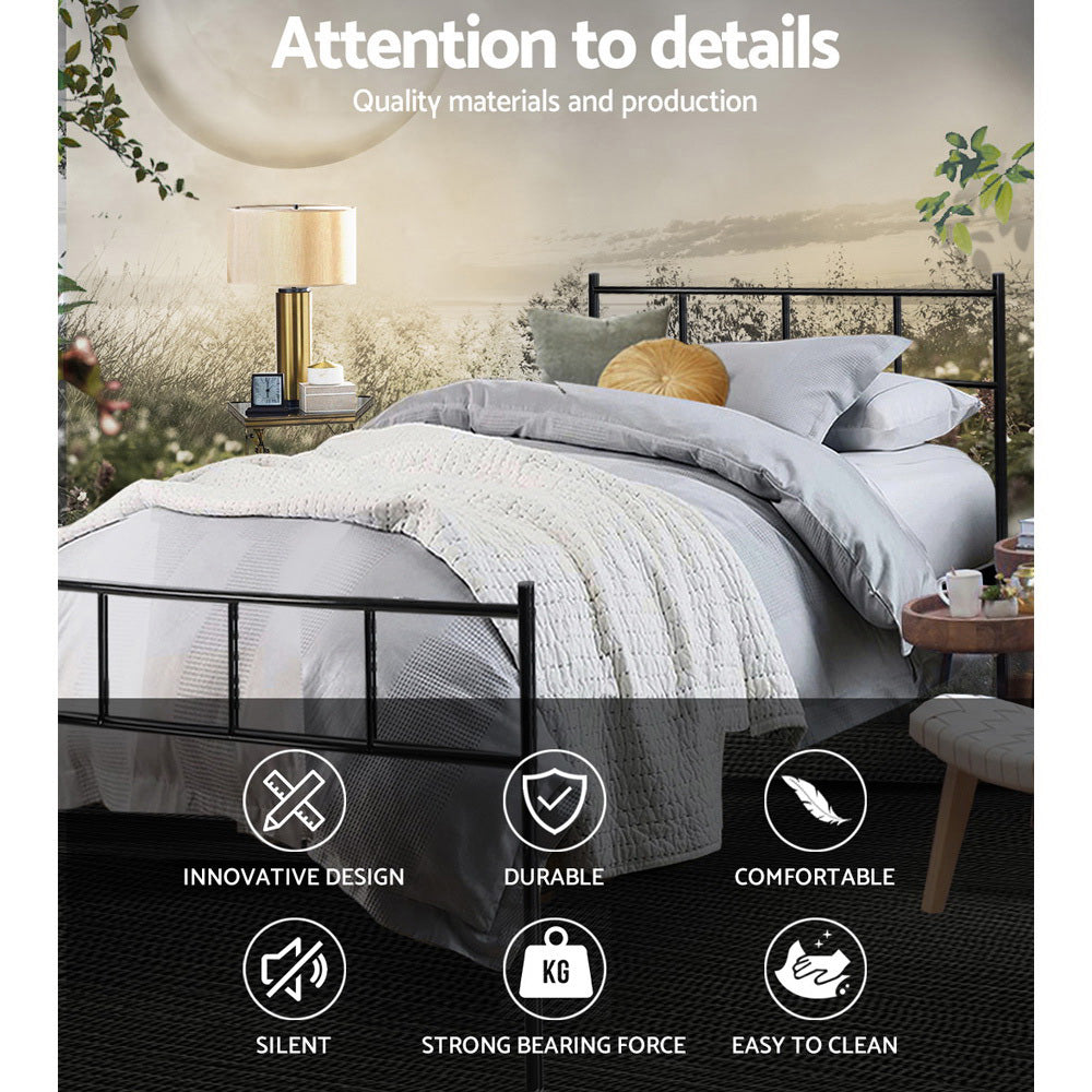 Single Size Metal Bed Frame - Black