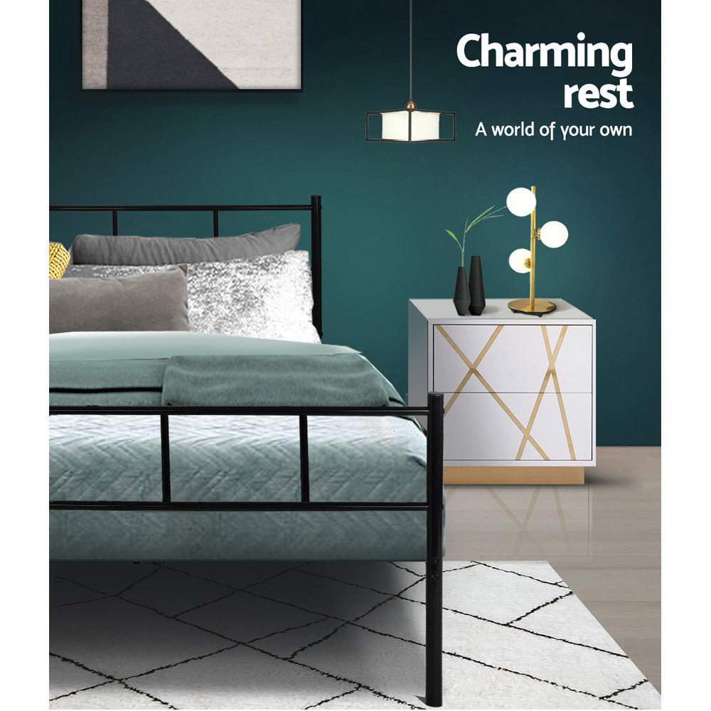 Single Size Metal Bed Frame - Black