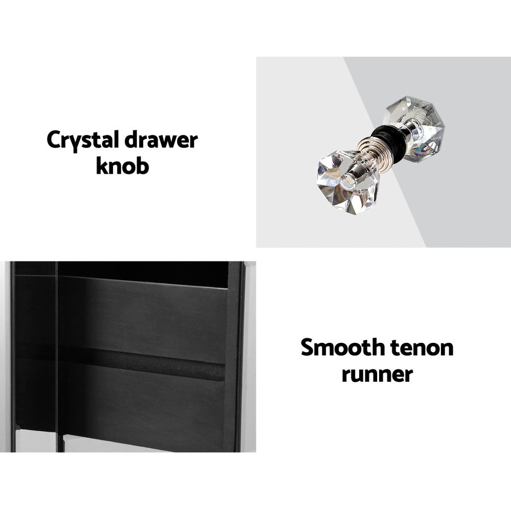 Out of Stock! Bedside Table 3 Drawers Mirrored - Silver