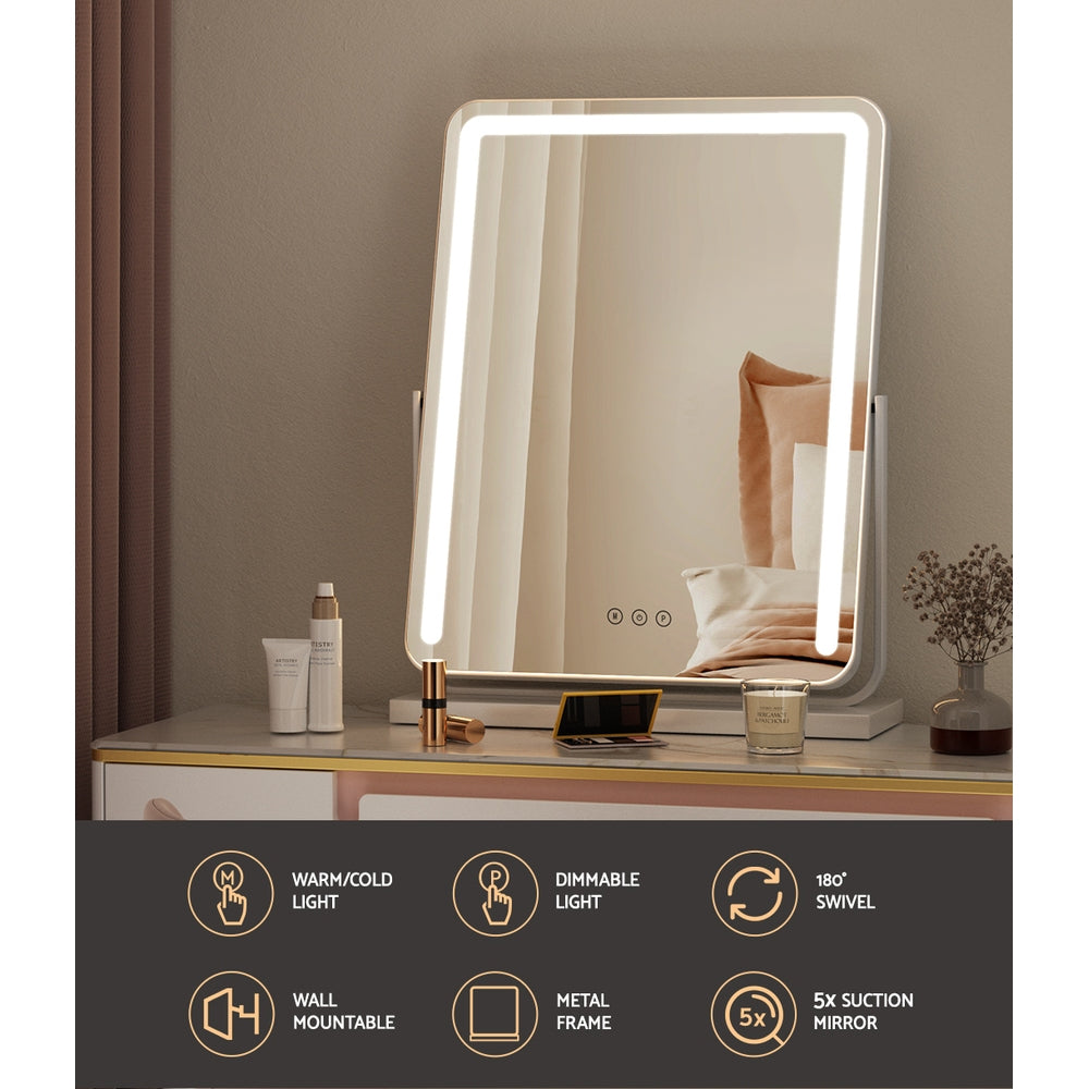 Back in Stock! Free Shipping! Embellir Makeup Mirror with Lights Hollywood Vanity LED Mirrors White 40X50CM