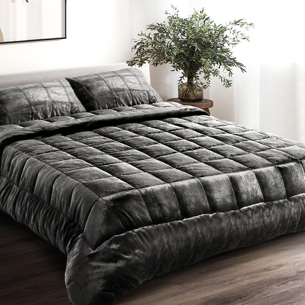 Free Shipping on this item! Giselle Bedding Faux Mink Quilt Super King Charcoal