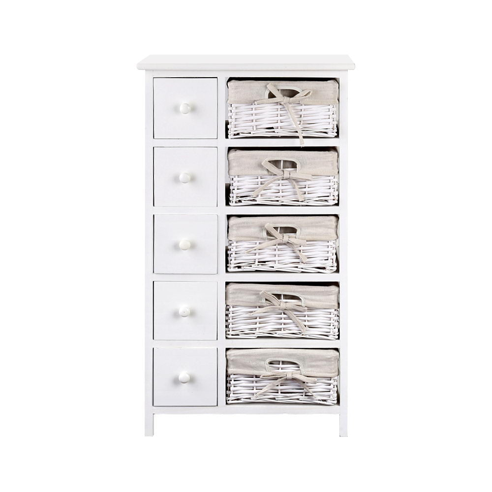 It's back!  No assembly required! 5 Basket Plus Storage Drawers - White
