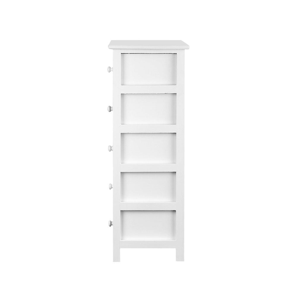 It's back!  No assembly required! 5 Basket Plus Storage Drawers - White