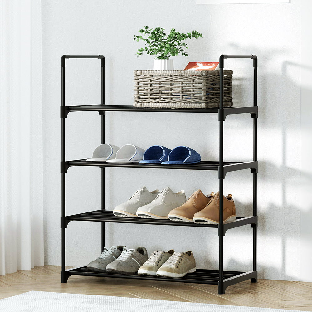 Back In Stock! Free Shipping! Shoe Rack Stackable Shelves 4 Tiers 55cm - Black