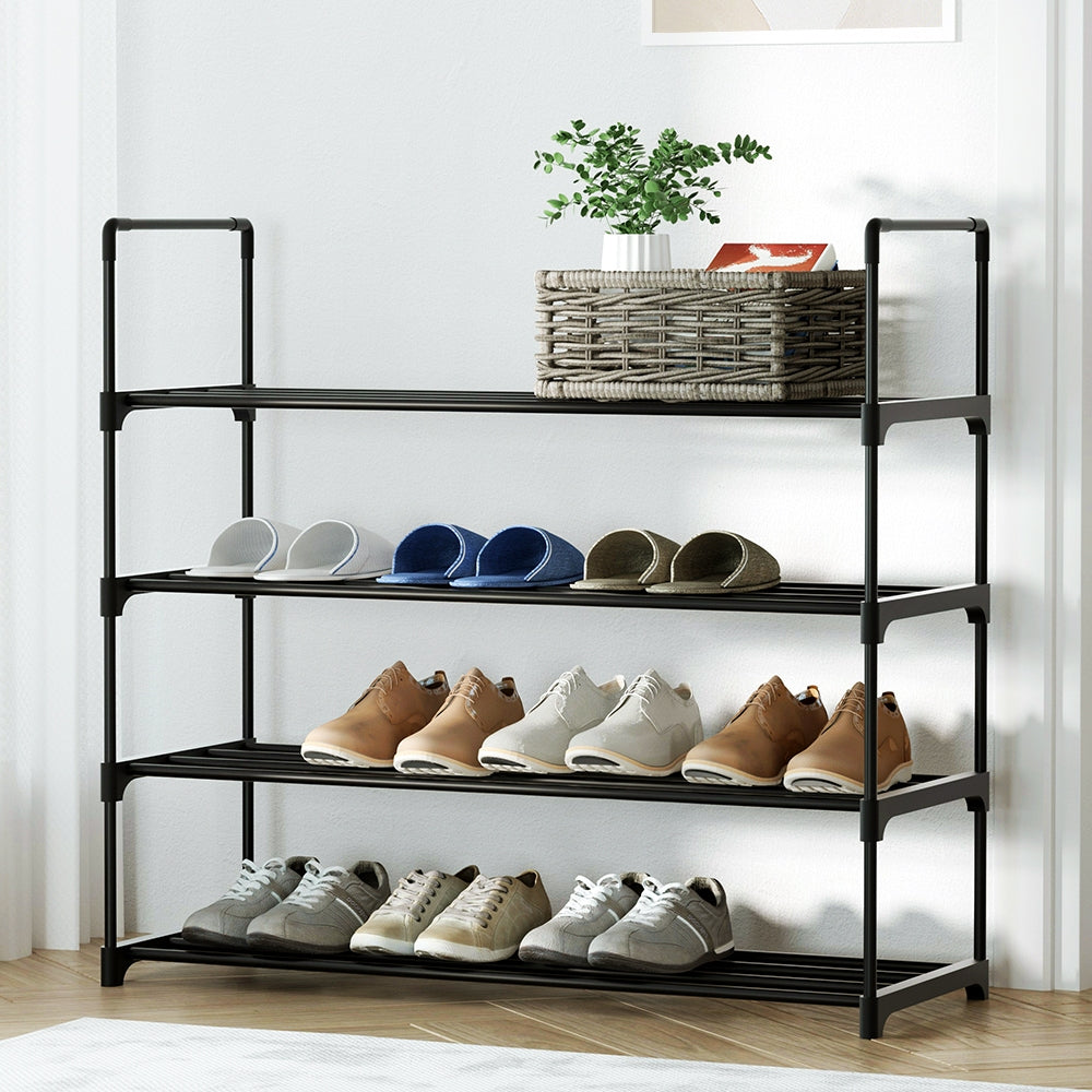 Back In Stock! Free Shipping! Artiss Shoe Rack Stackable 4 Tiers 80cm Shoes Shelves Storage Stand Black