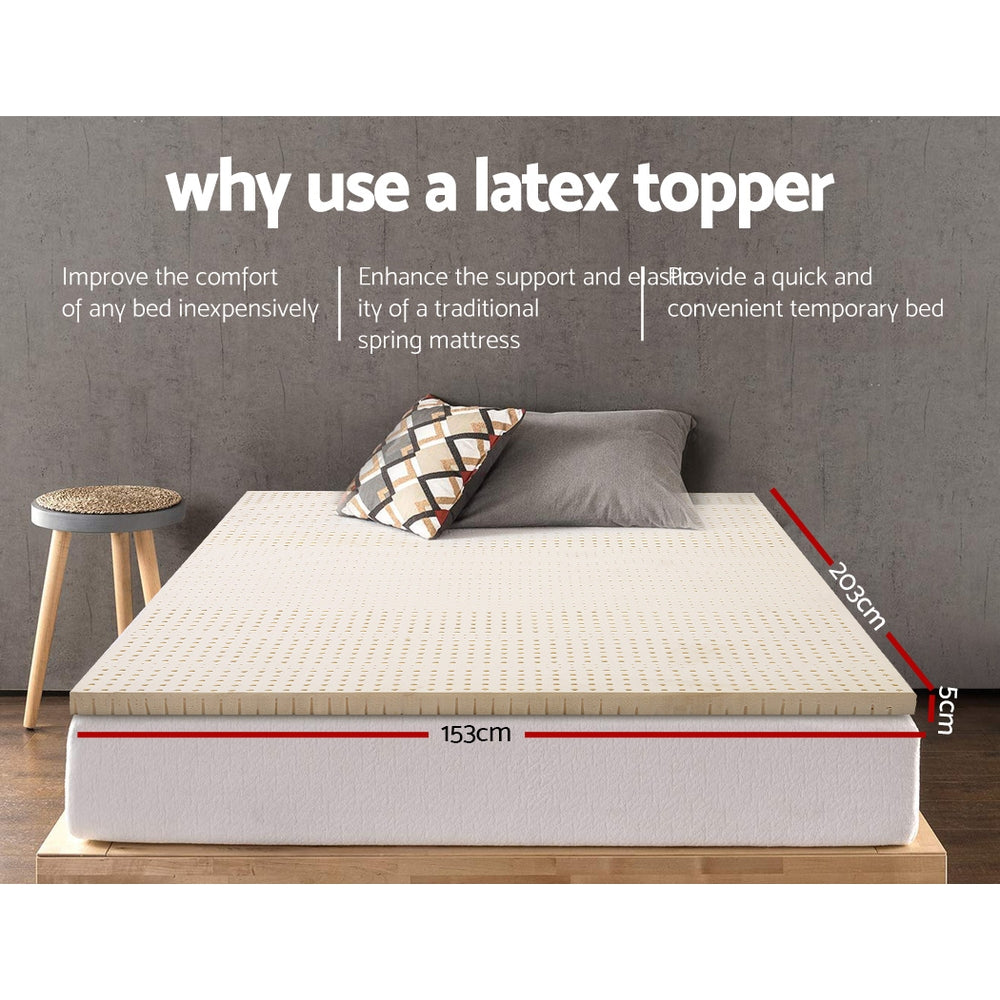 Queen Size Pure Natural Latex Mattress Topper 7 Zone 5cm by Giselle