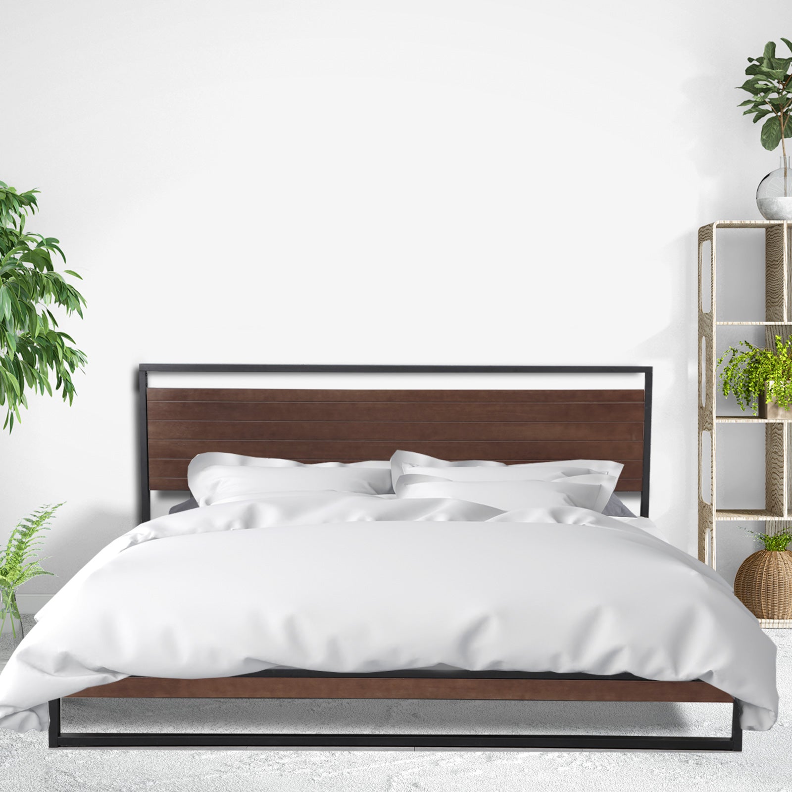 Single Size Bed Frame With Headboard - Black
