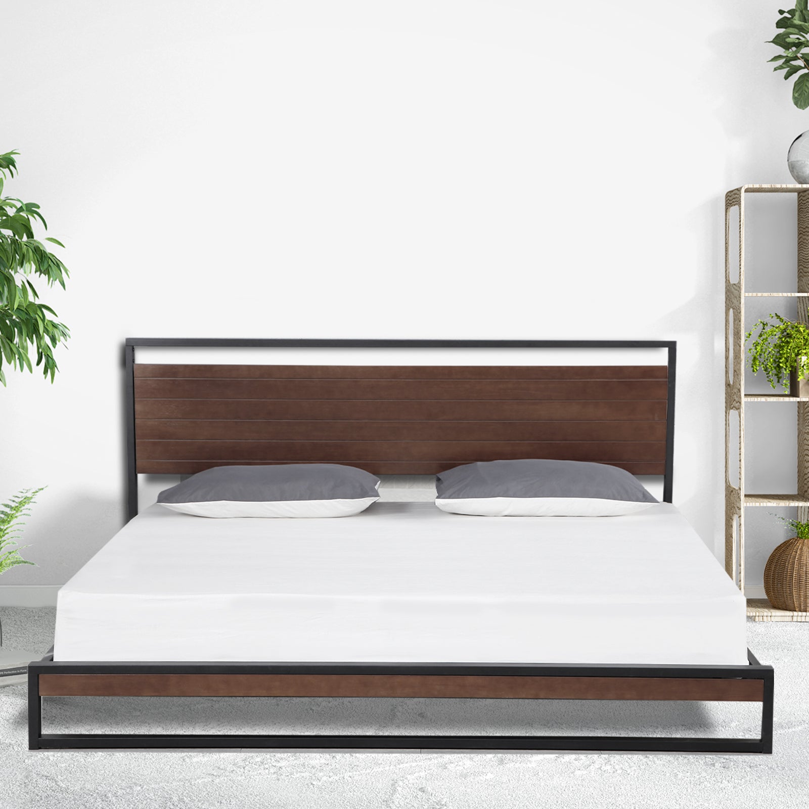 Single Size Bed Frame With Headboard - Black