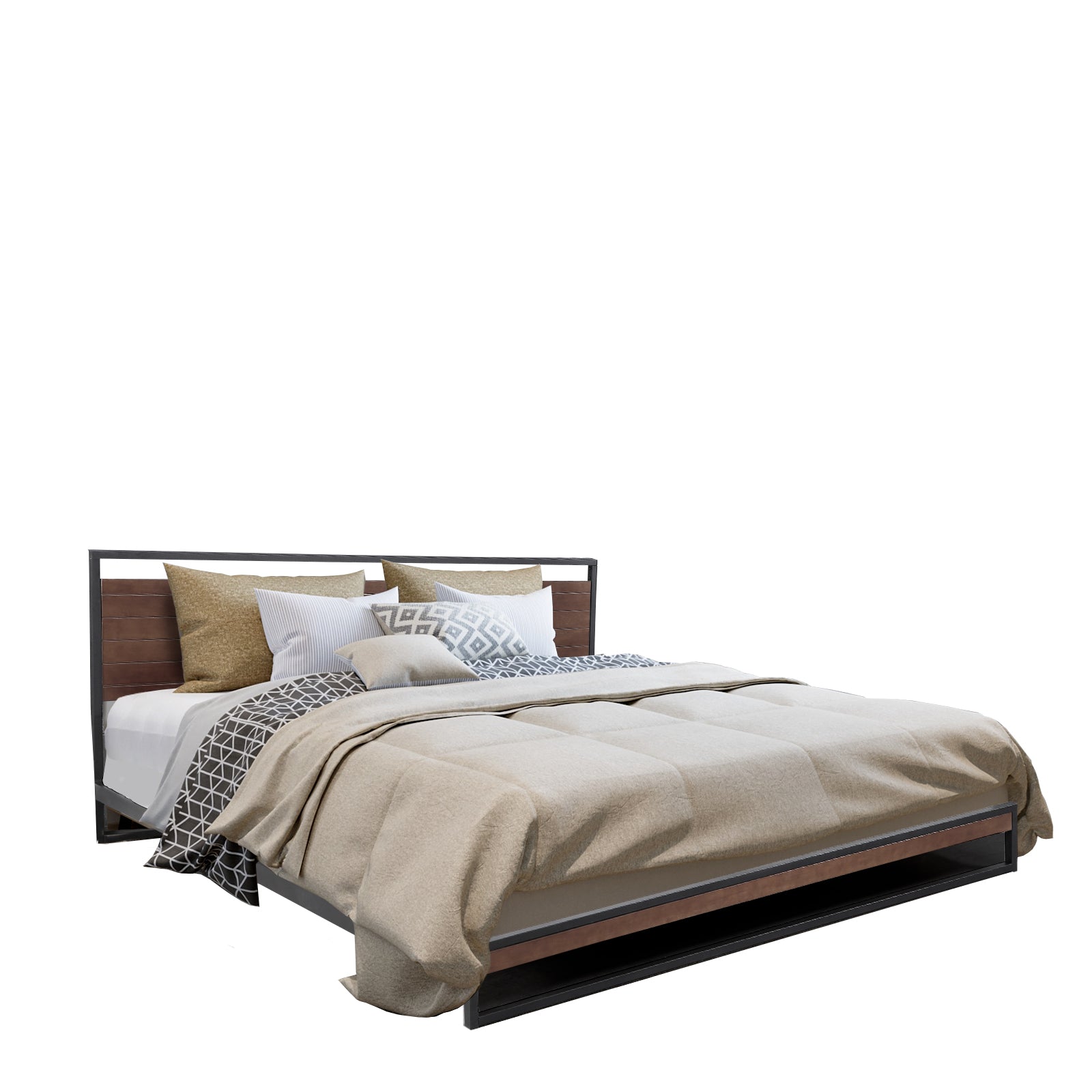 Single Size Bed Frame With Headboard - Black