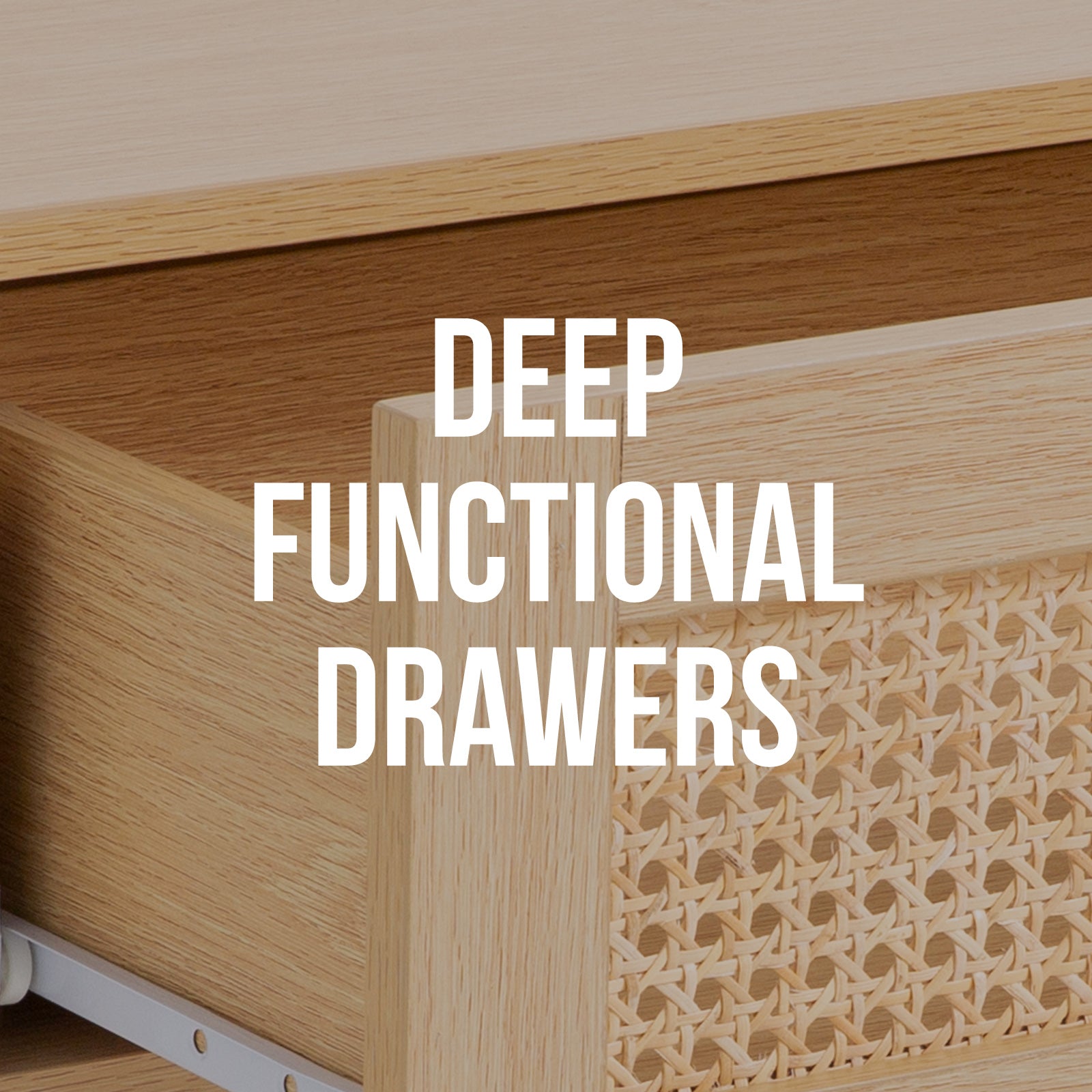 Out of Stock! Casa Decor Santiago Rattan Bedside Table Drawers Table Nightstand Cabinet Oak