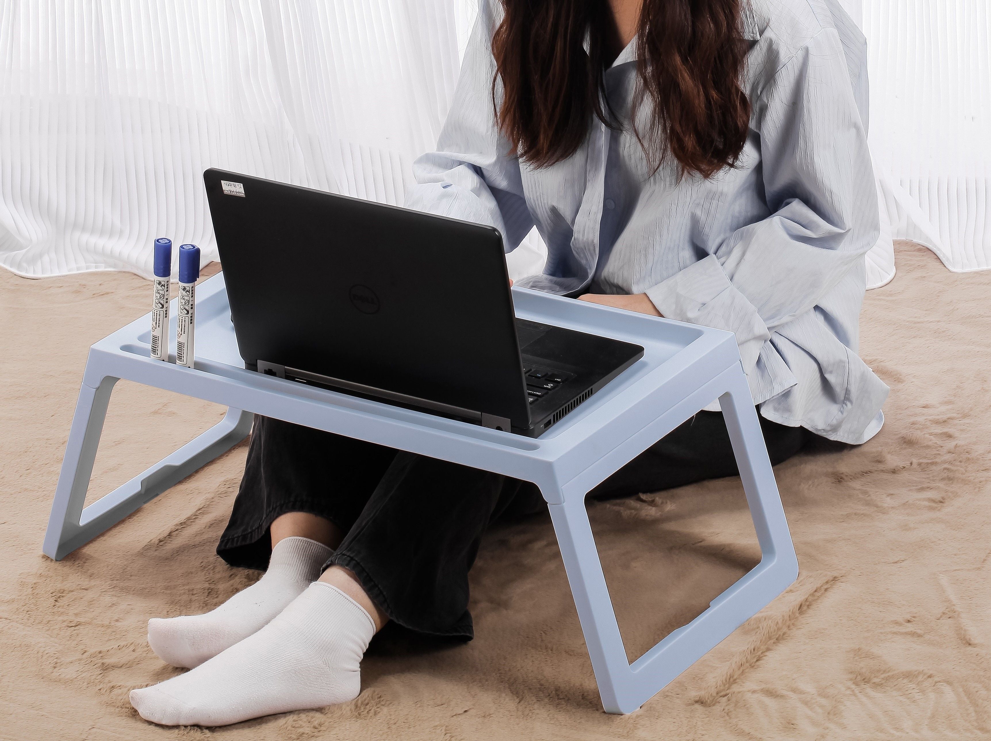 Free Shipping! Multifunction Laptop Bed Desk with foldable legs for Home Office (Blue)