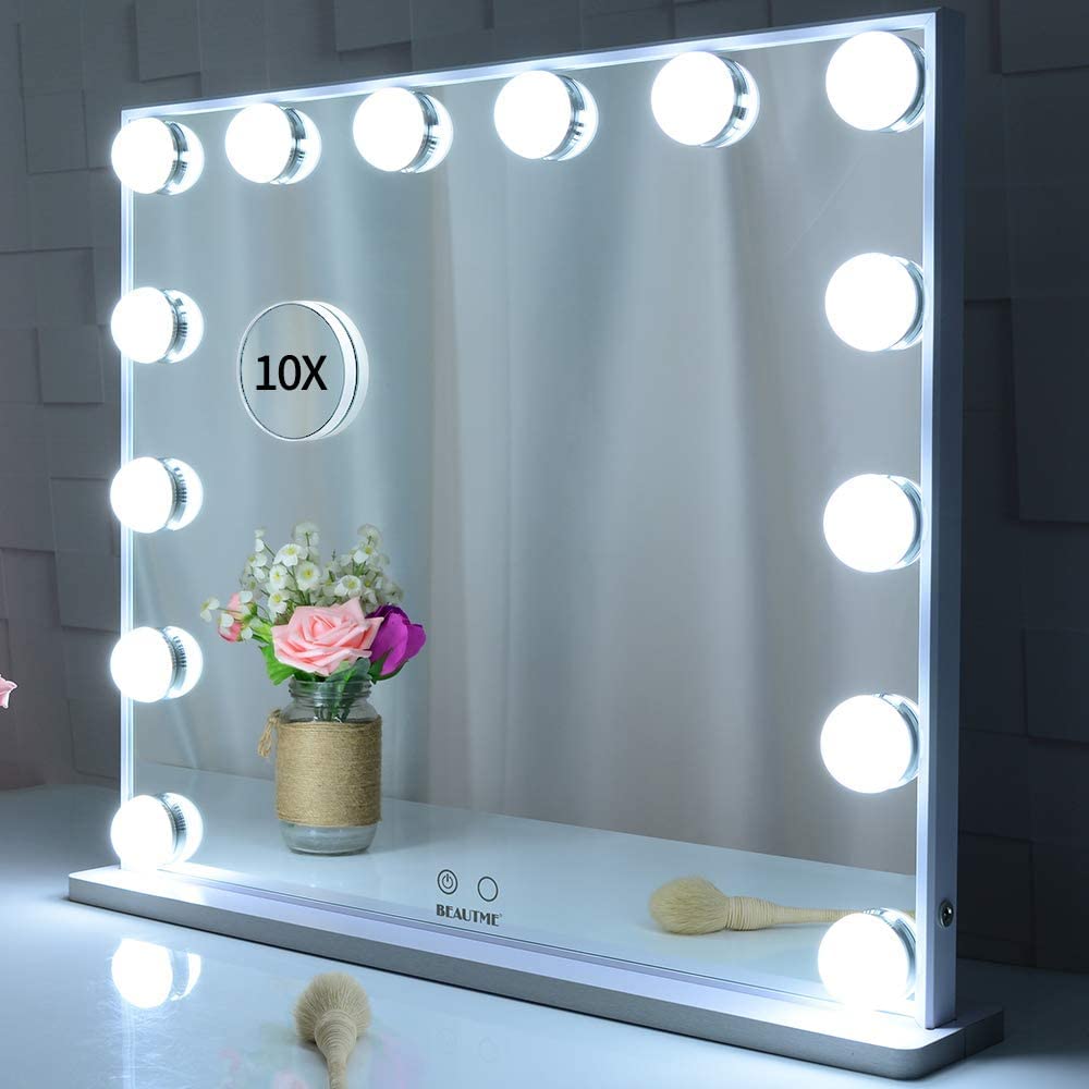 Free shipping on this Hollywood Makeup Mirror with LED Lights and Detachable 10X Magnification Mirror - White, 62 x 51 cm