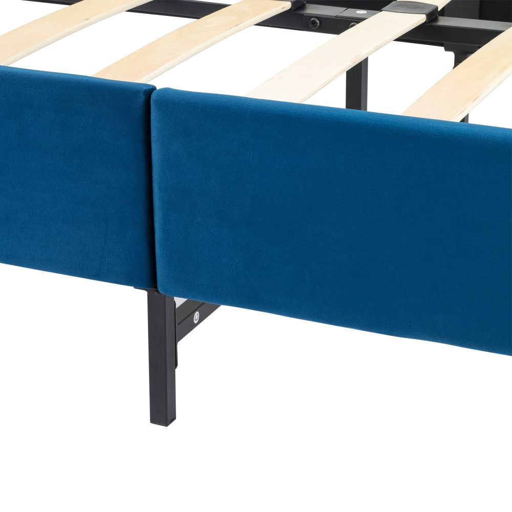 Double Size Velvet Blue Bed Frame