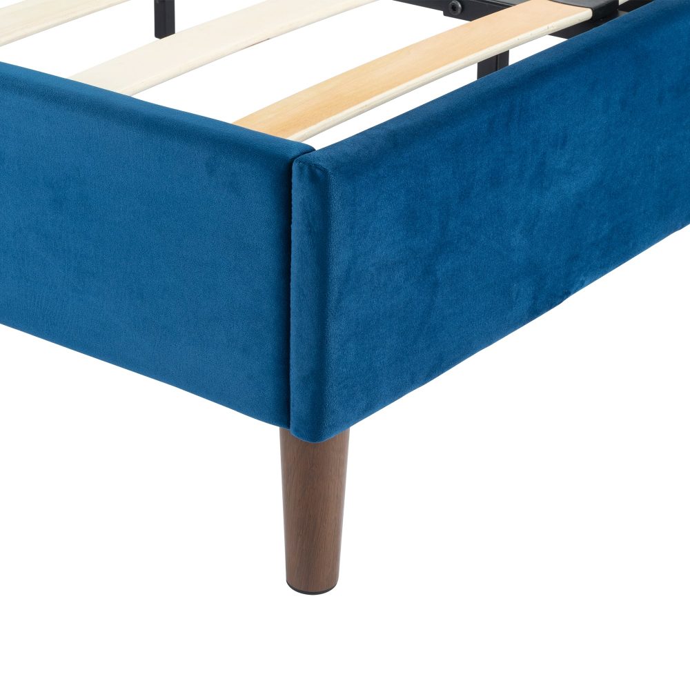 Queen Velvet Blue Bed Frame