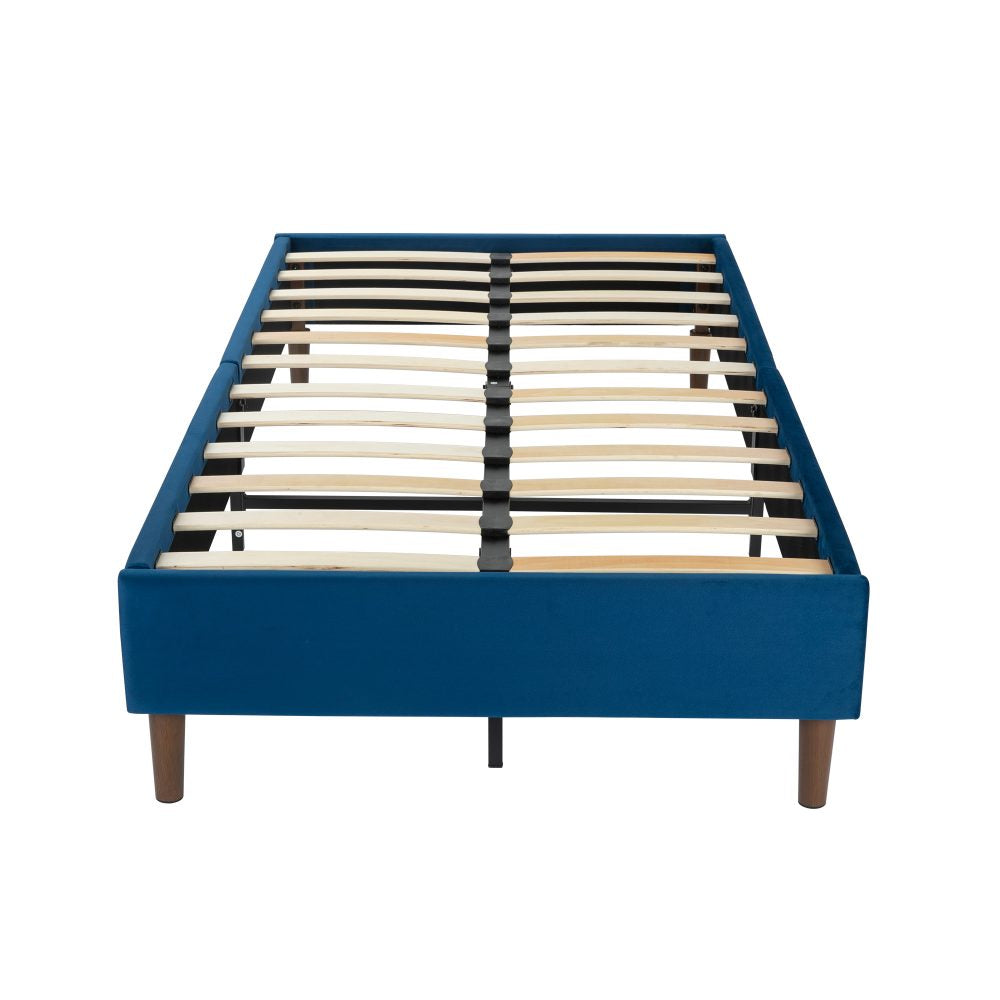 Single Size Bed Frame - Velvet Blue