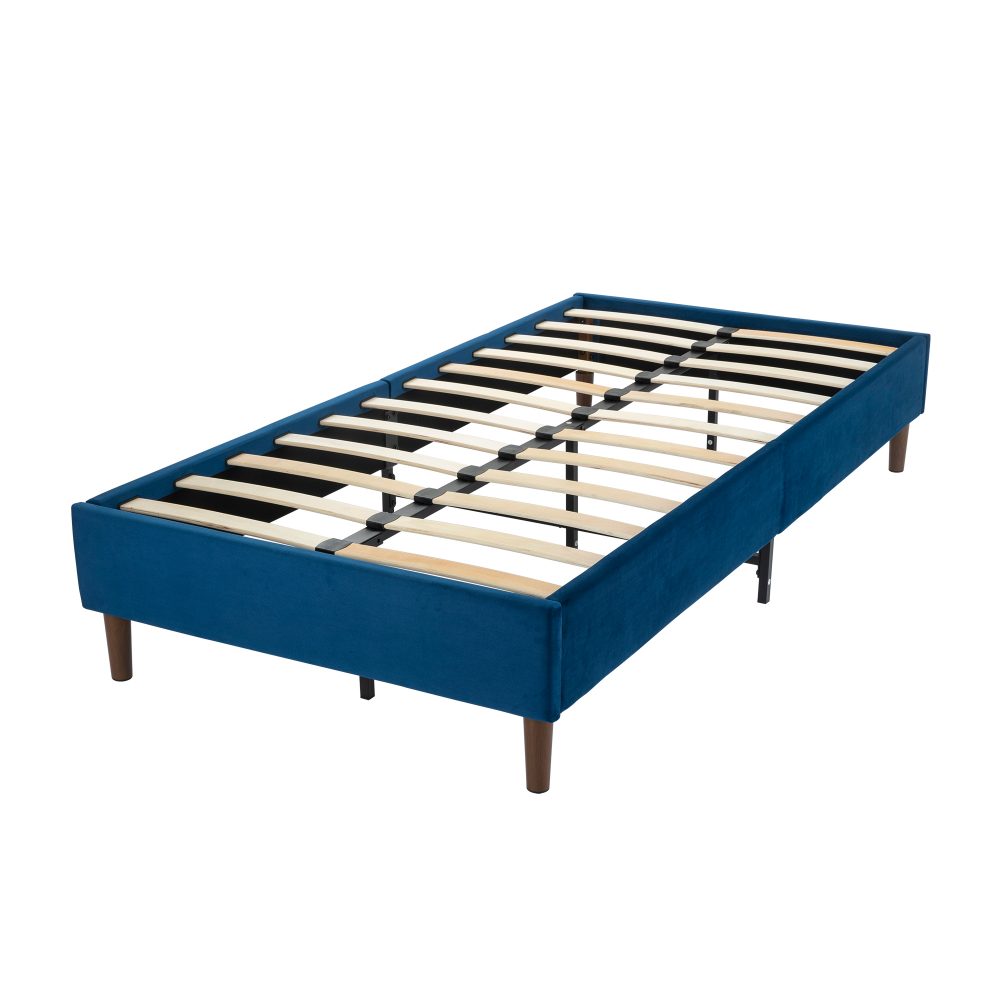 Single Size Bed Frame - Velvet Blue