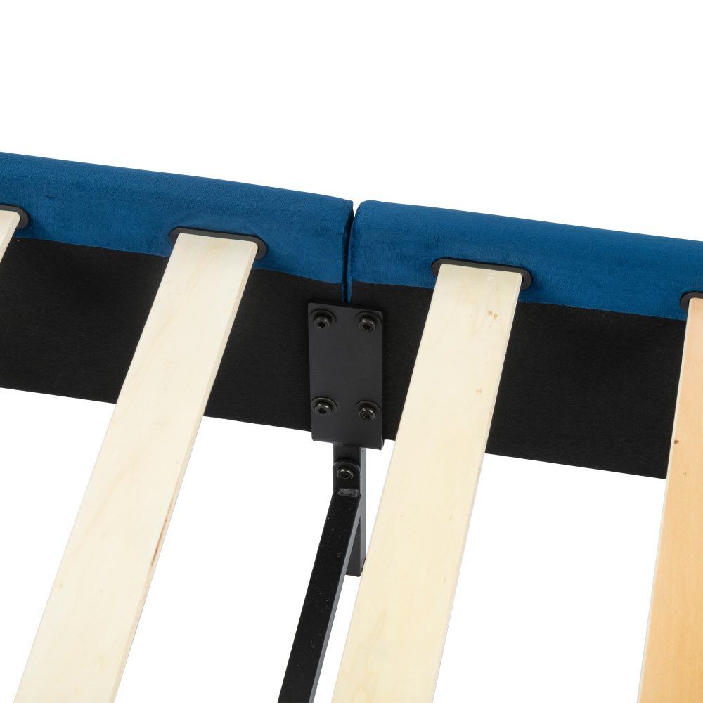 Single Size Bed Frame - Velvet Blue