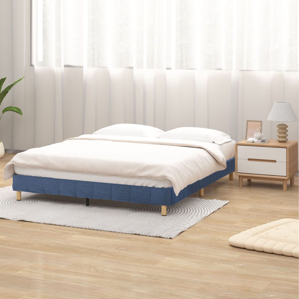 Double Size Bed Frame Metal - Blue