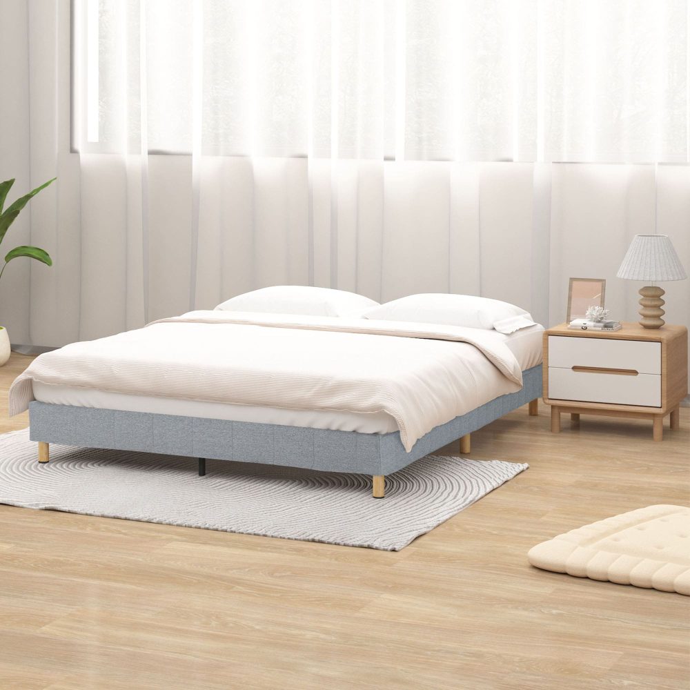 Double Bed Frame Metal in Light Grey