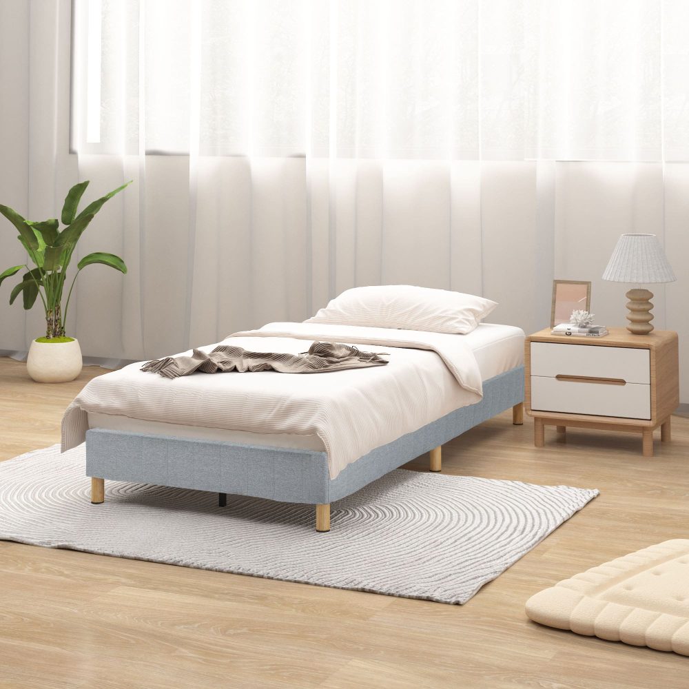 Single Size Bed Frame Metal - Light Grey