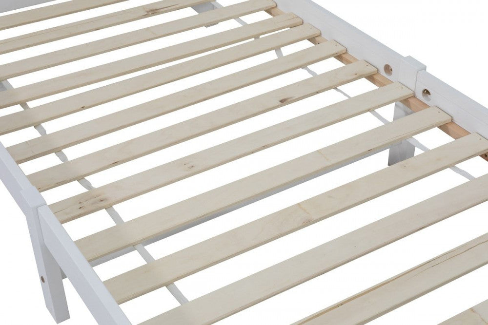 Out of Stock! Single Size  Bed Frame With Bookshelf Headboard- White