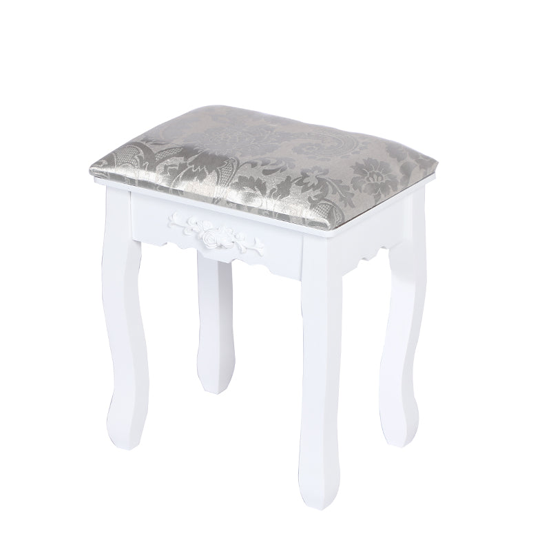Out of Stock, Sorry! Carved Dressing Vanity Table Set with Mirror & Stool- White