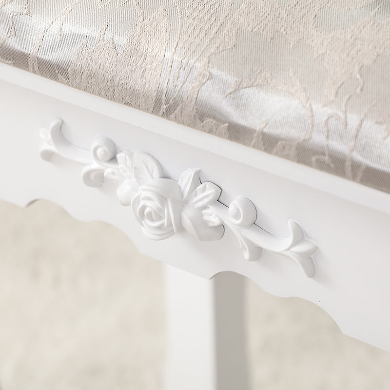 Out of Stock, Sorry! Carved Dressing Vanity Table Set with Mirror & Stool- White