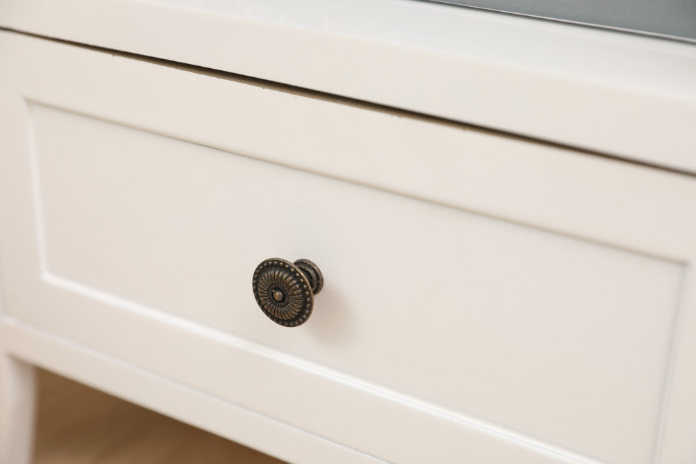 No Assembly Required! Set of Two 2-tier Bedside Tables with Storage Drawer in Rustic White