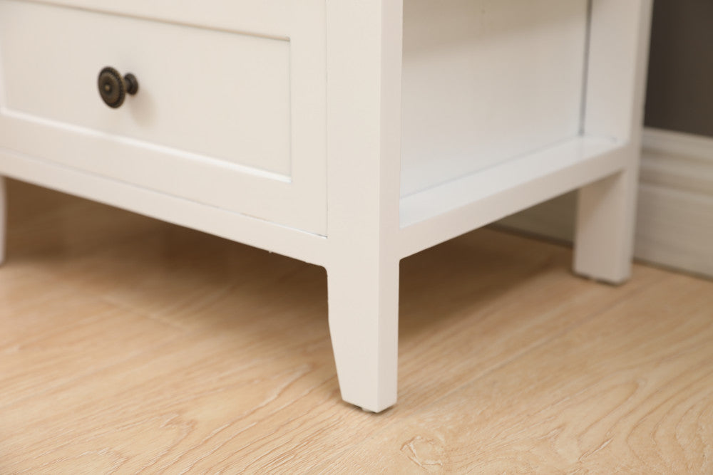 No Assembly Required! Set of Two 2-tier Bedside Tables with Storage Drawer in Rustic White