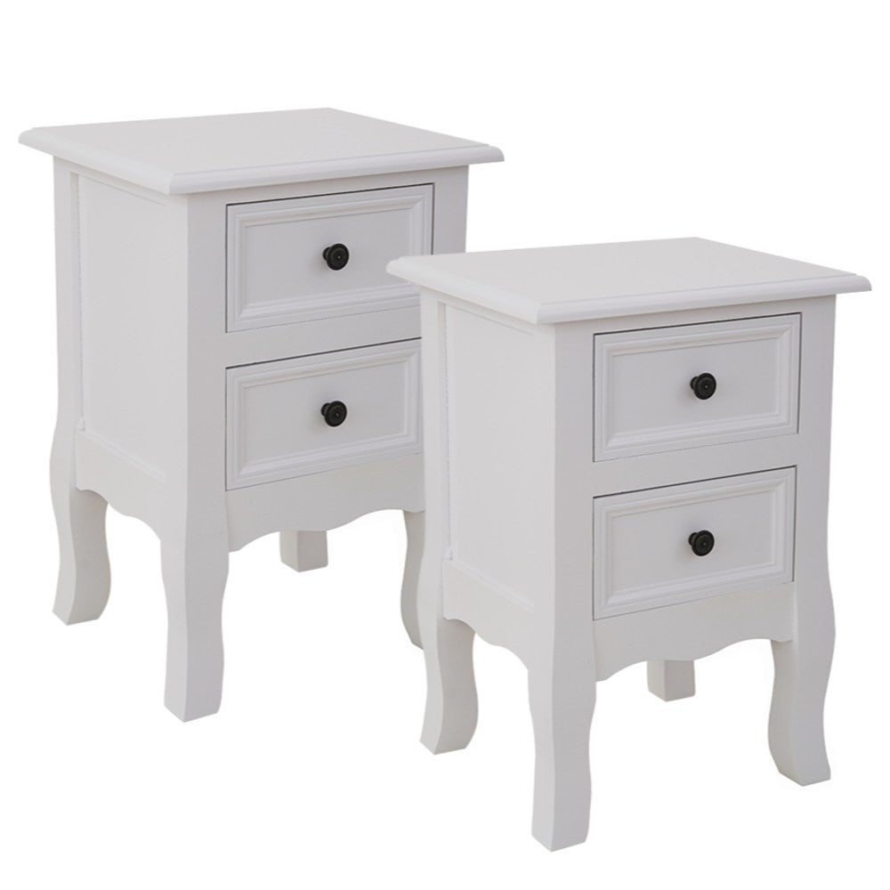 Out of stock! 
No Assembly Required! Set of Two French Bedside Tables in White