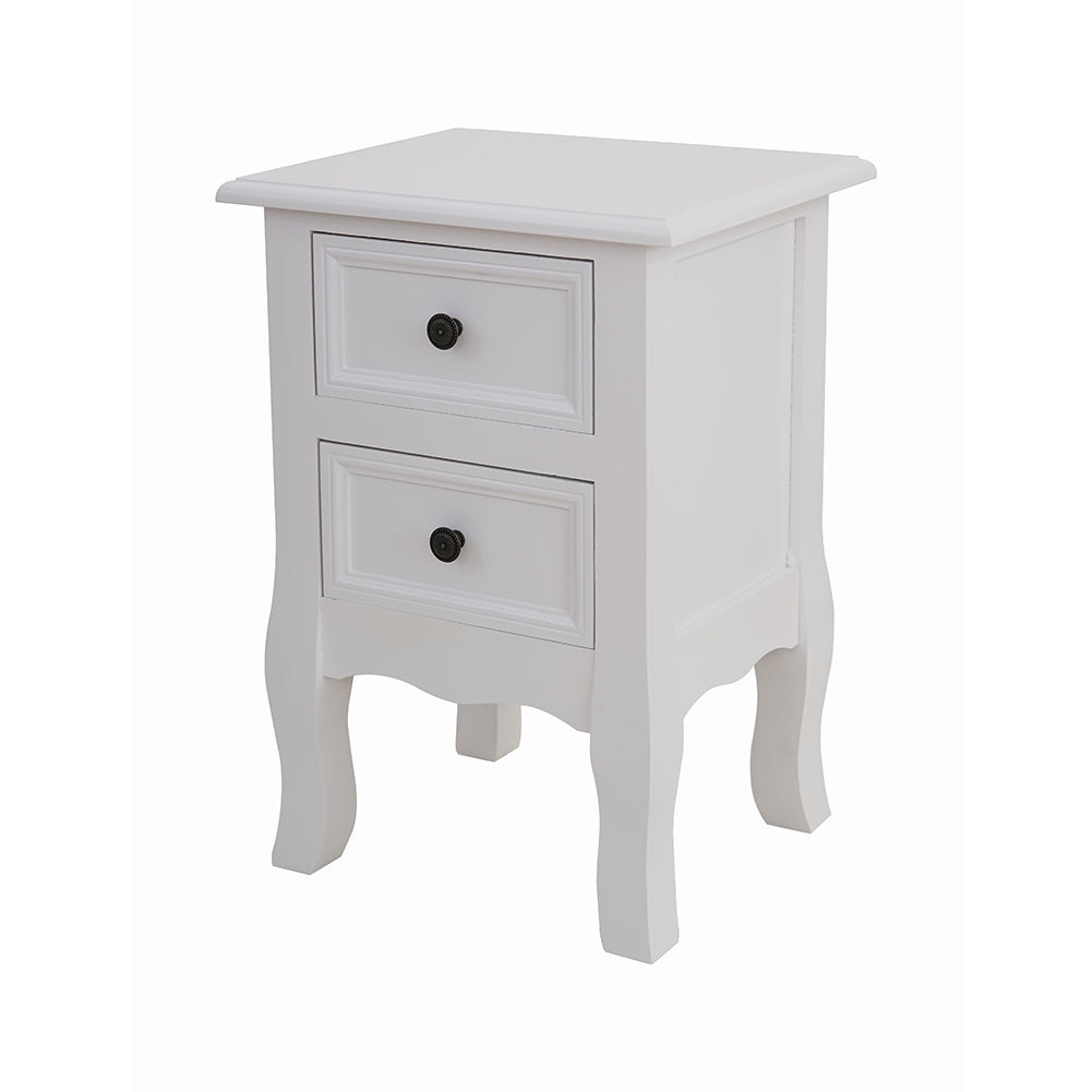 Out of stock! 
No Assembly Required! Set of Two French Bedside Tables in White