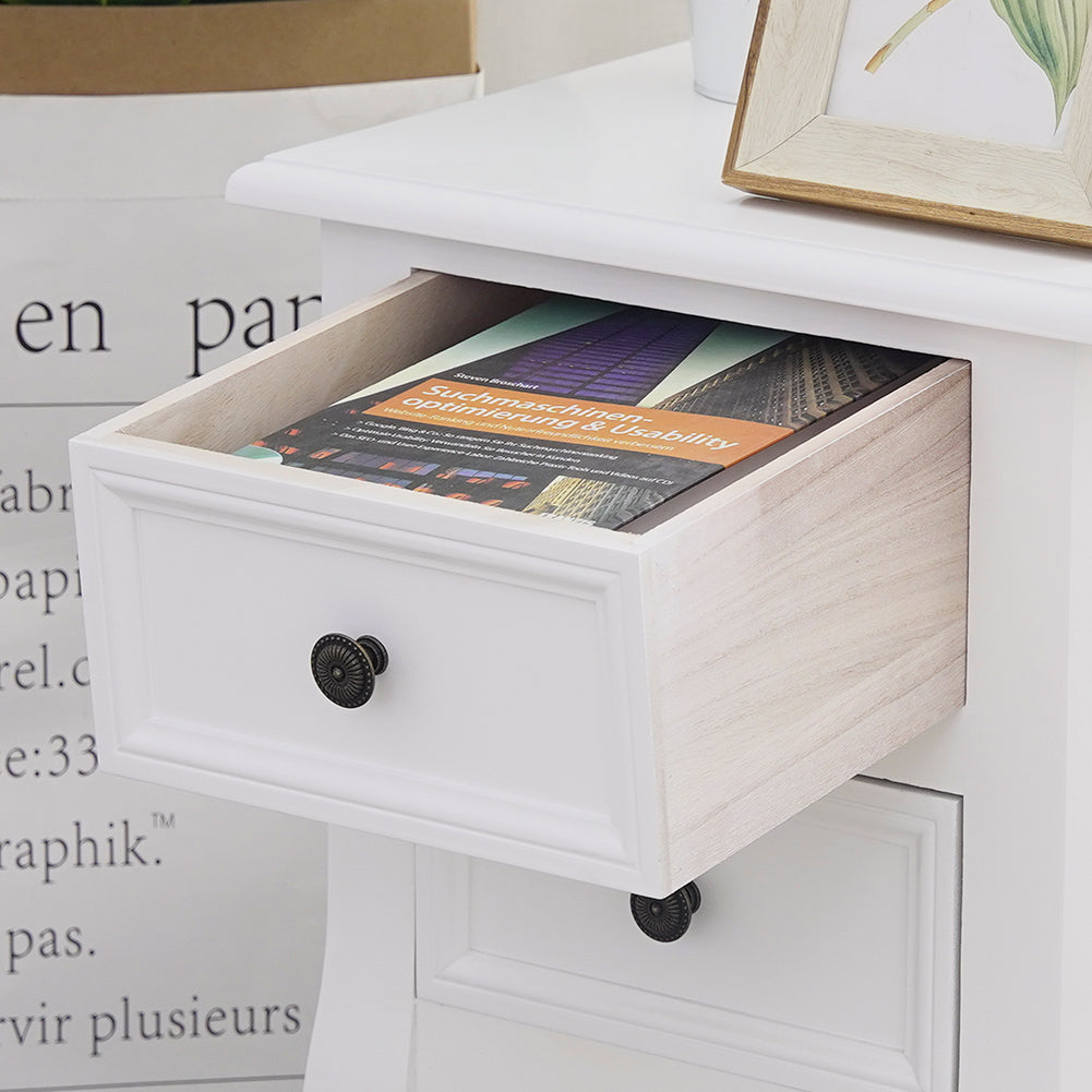 Out of stock! 
No Assembly Required! Set of Two French Bedside Tables in White