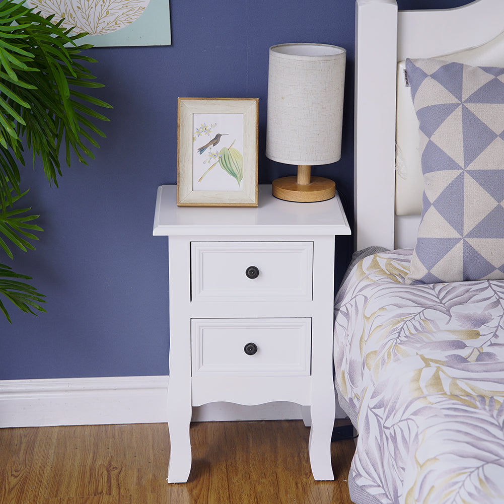 Out of stock! 
No Assembly Required! Set of Two French Bedside Tables in White