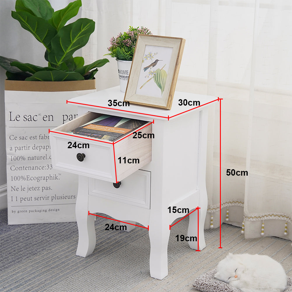 Out of stock! 
No Assembly Required! Set of Two French Bedside Tables in White