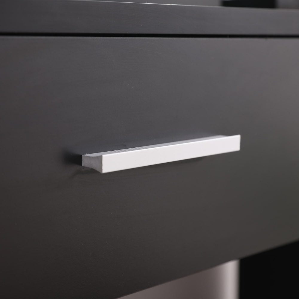 Vanity Set with Shelves Cushioned Stool and Lighted Mirror- Black