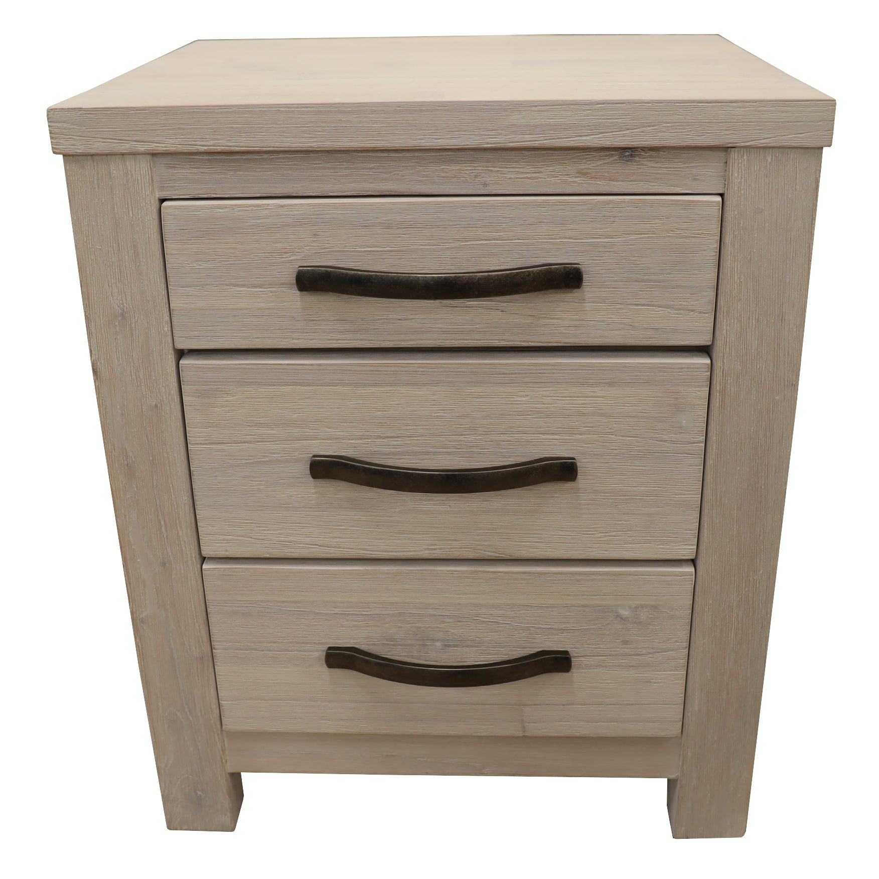Bedside Table With Three Drawers - Brushed White