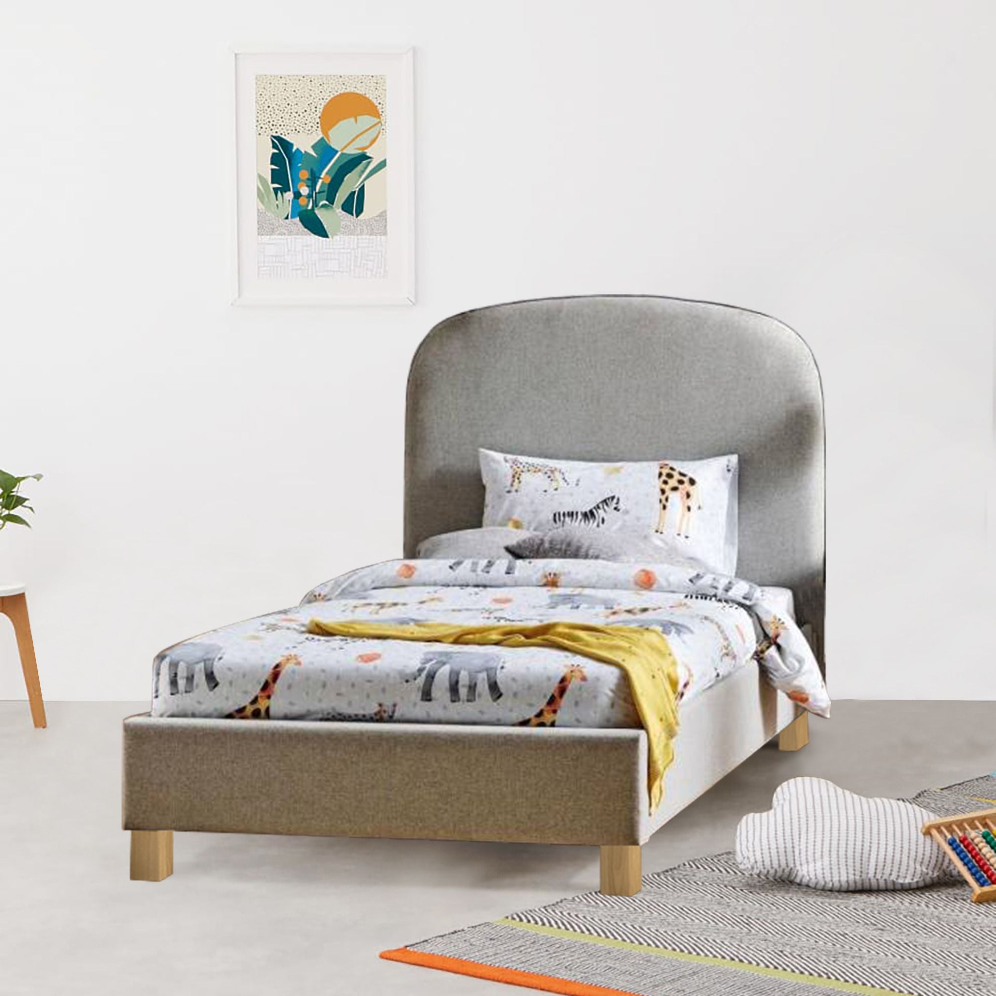 Out of Stock! King Single Bed Fabric Upholstered Timber Frame