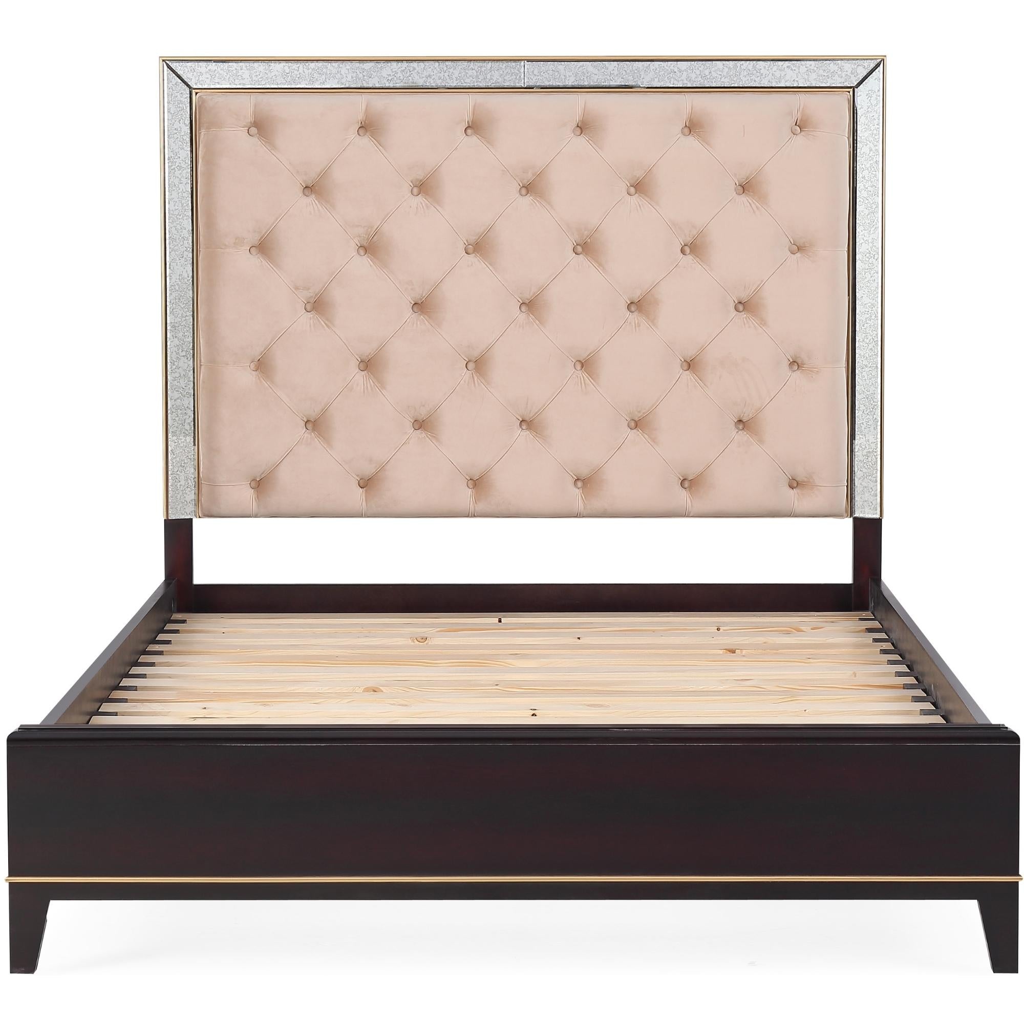 Out of Stock! Scarlet Antique Queen Bed Frame Velvet Fabric Bedhead Solid Birch Timber Wood