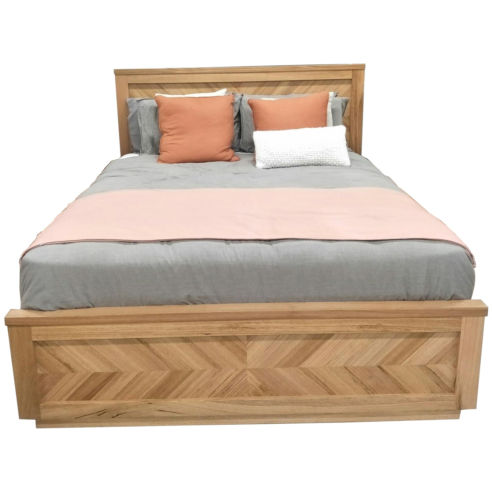 Queen Size Bed Rosemallow Parquet Solid Messmate Timber Frame Mattress Base