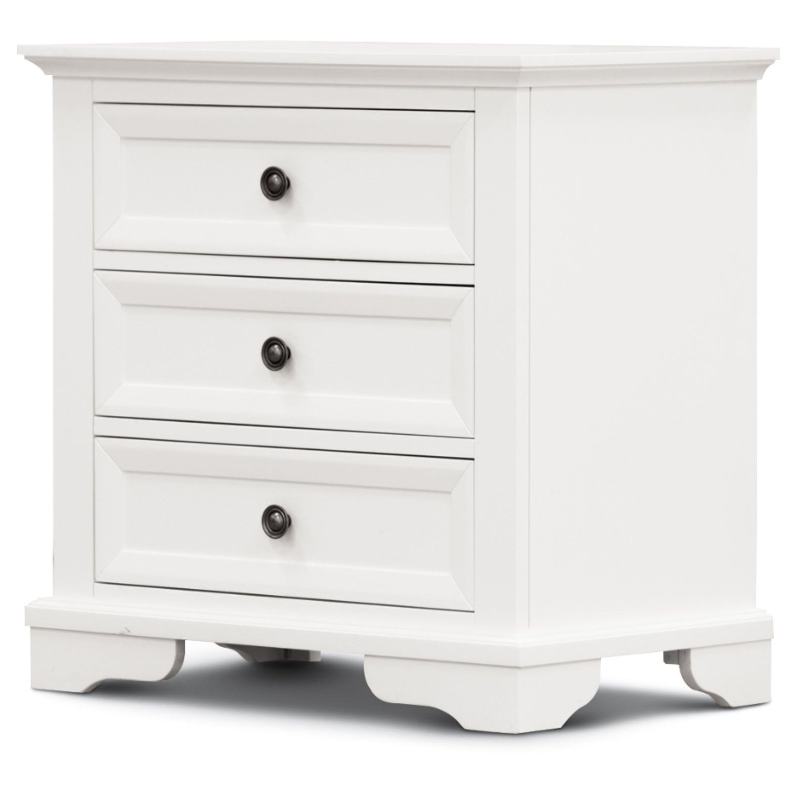 Back in Stock! No Assembly required! Bedside Table Three Drawers - White